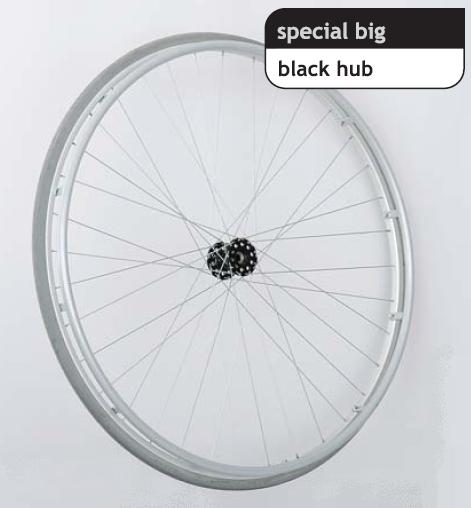 Wiel 36" PU band zwart, gespaakt incl. hoepel